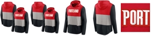 Fanatics Men's Red and Black Portland Trail Blazers Linear Logo Comfy Colorblock Tri-Blend Pullover Hoodie